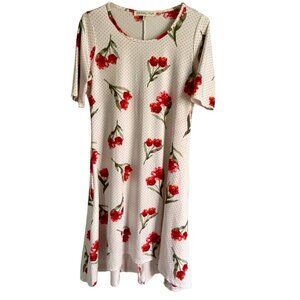 Paisley Raye Short Sleeve Pullover Dress with Red Flowers Women's XL
